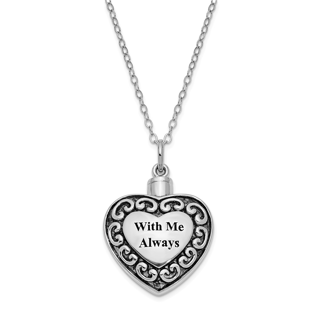 Sterling Silver With Me Always Heart Ash Holder Necklace, 18 Inch