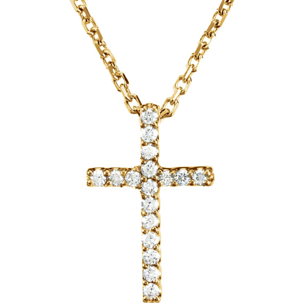 .085 cttw Diamond Cross Necklace in 14k Yellow Gold