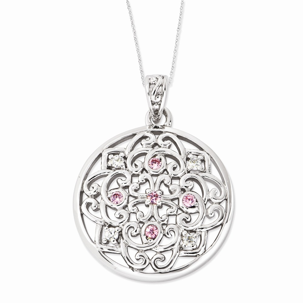 Rhodium Plated Sterling & CZ Love Binds Us Together Necklace