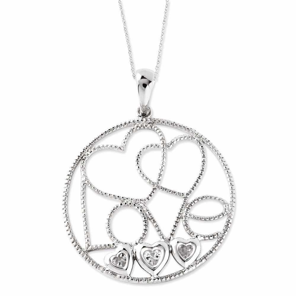 Rhodium Plated Sterling Silver & CZ Baby Makes Five Necklace