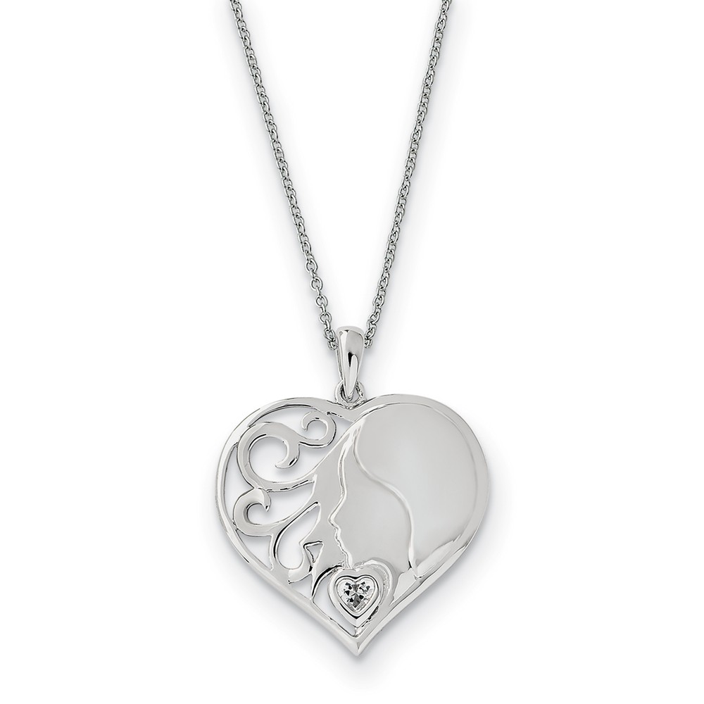 Sterling Silver & CZ My Daughter, My Heart's Treasure Necklace, 18 In.