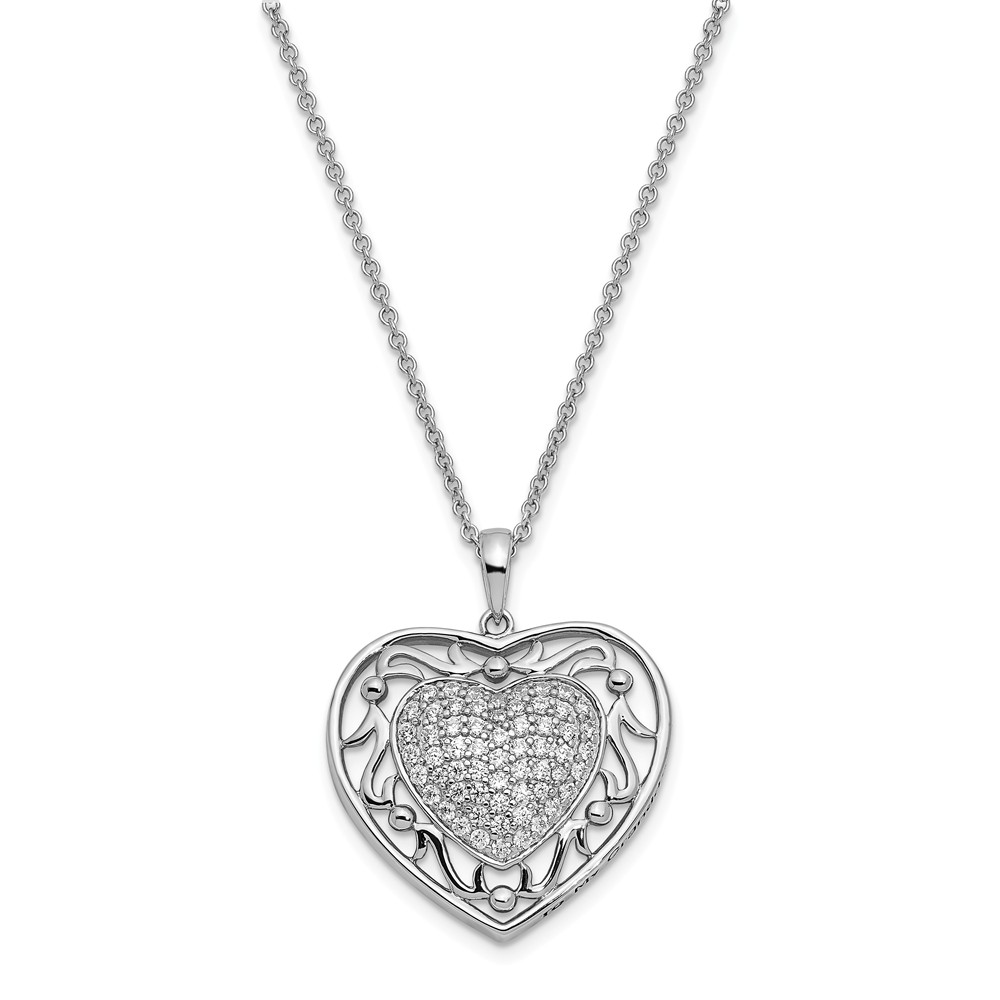 Rhodium Plated Sterling Silver & CZ My Granddaughter Necklace, 18 Inch