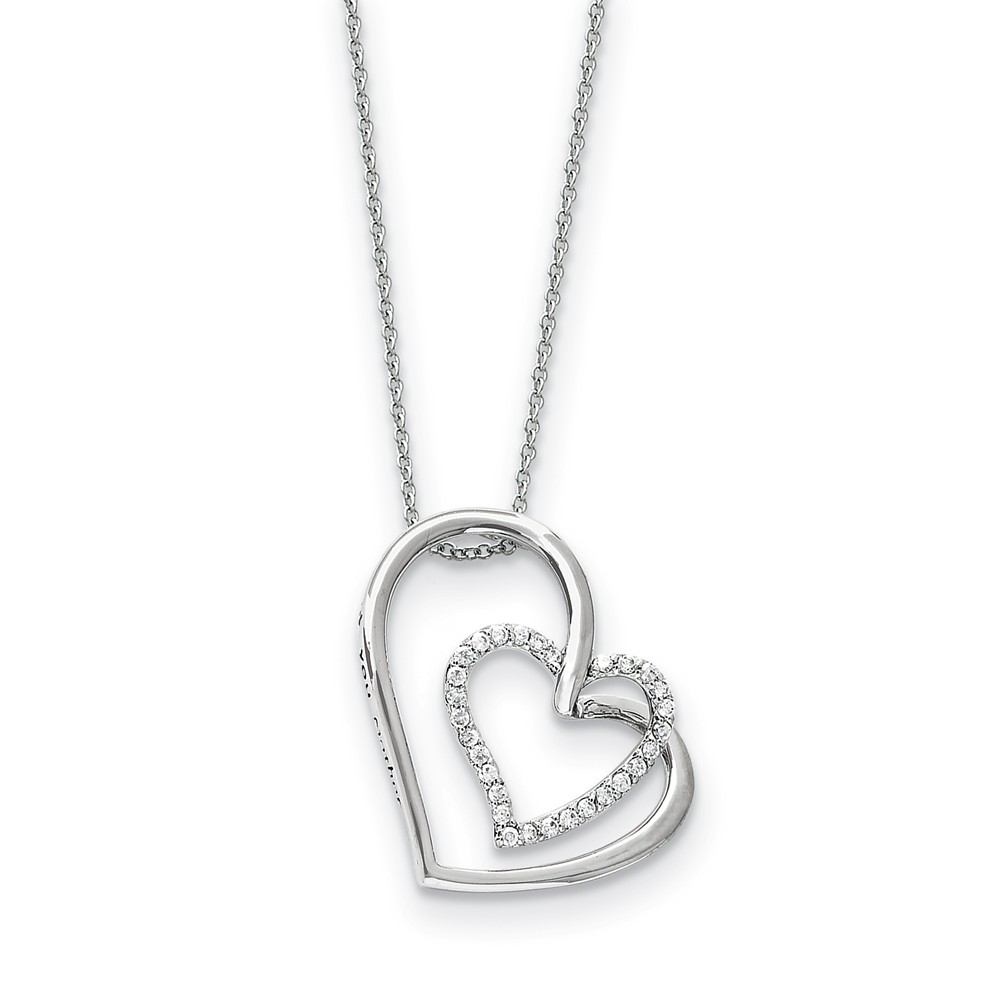 Rhodium Plated Sterling Silver & CZ Thank You Mother Necklace
