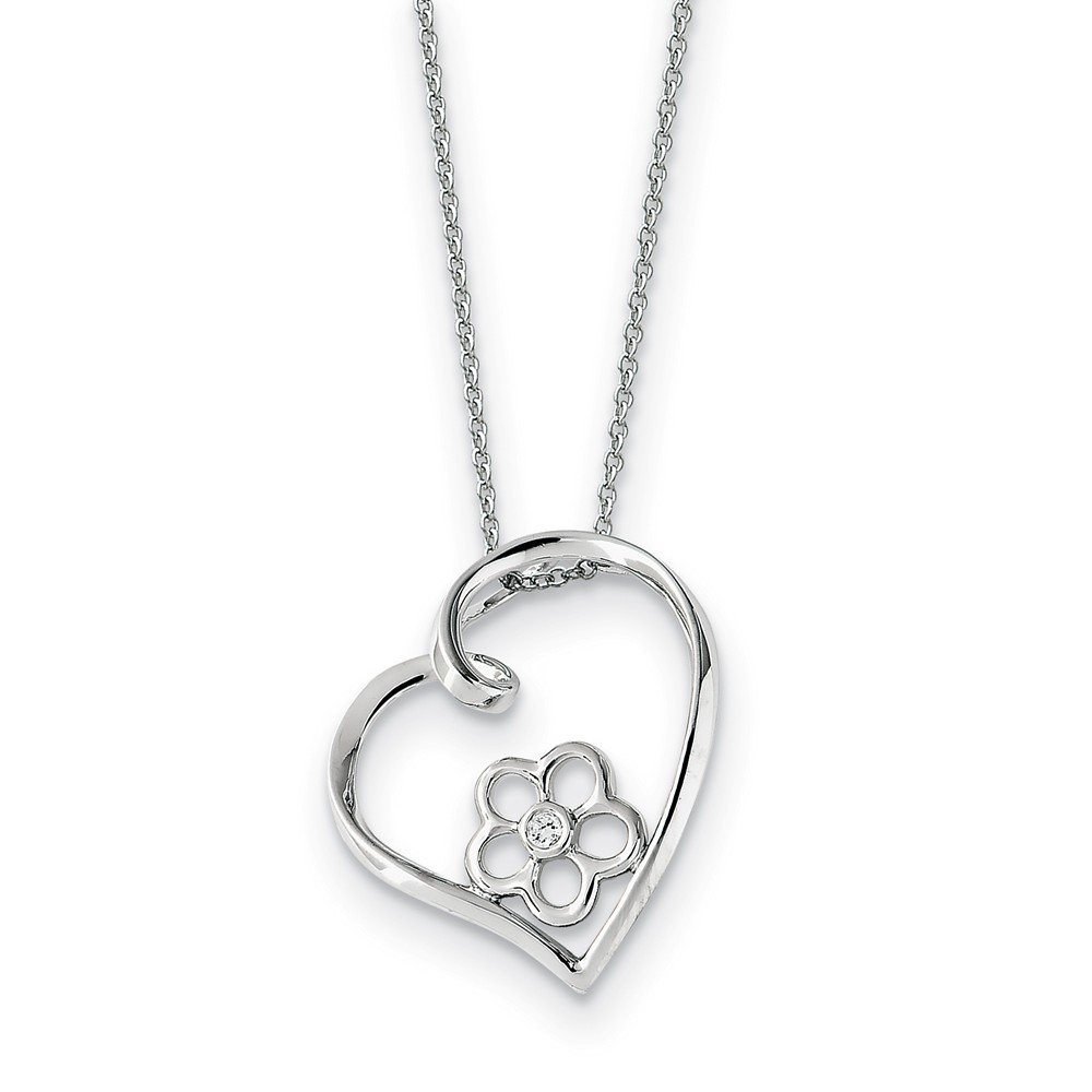 Rhodium Plated Sterling Silver & CZ My Special Niece Necklace, 18 Inch