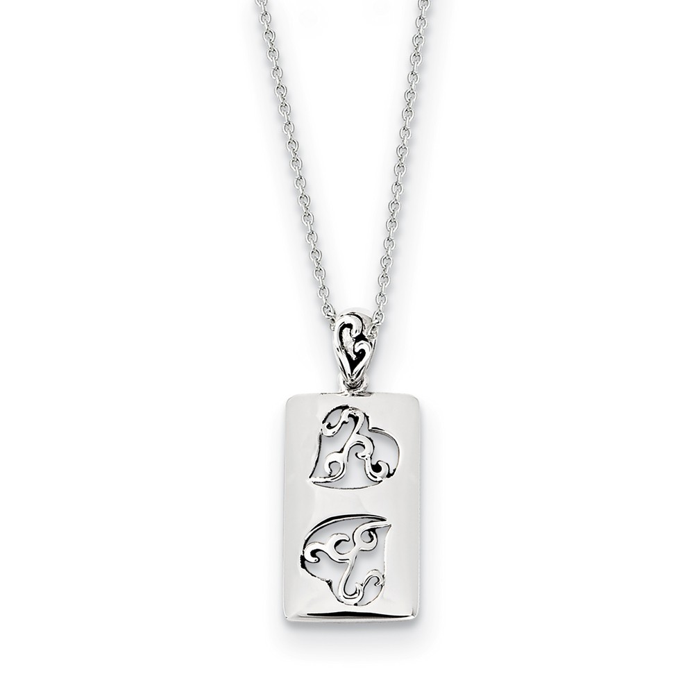 Rhodium Plated Sterling Silver Two Girlfriends Necklace, 18 Inch