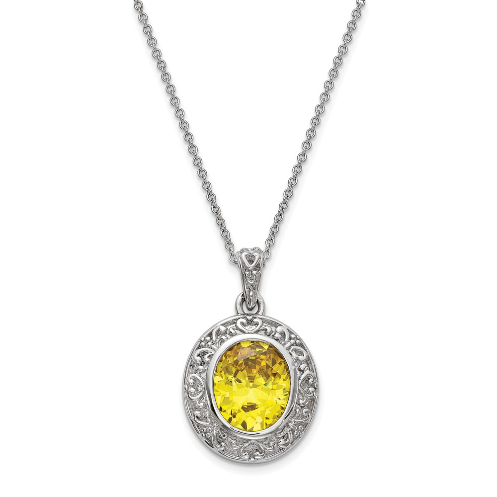 Rhodium Plated Sterling Silver & CZ Old Friends Are Golden Necklace
