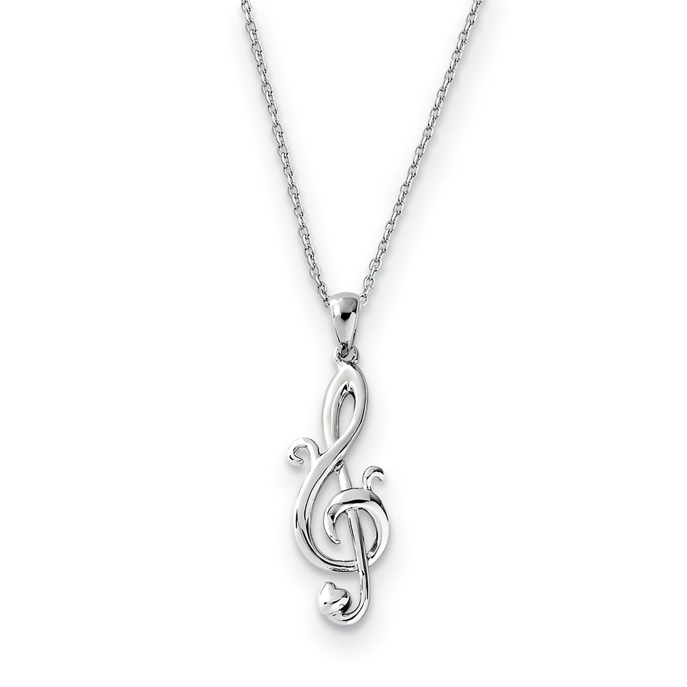 Rhodium Plated Sterling Silver Love Note Necklace