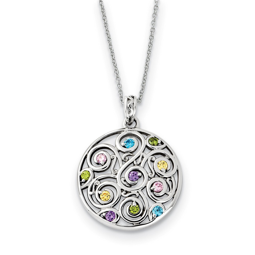 Rhodium Plated Sterling Silver & CZ Kaleidoscope of Wishes Necklace Rhodium Plated Sterling Silver & CZ Kaleidoscope of Wishes Necklace