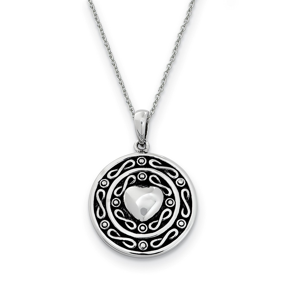 Rhodium Plated Sterling Silver Love of A Lifetime Necklace, 18 Inch