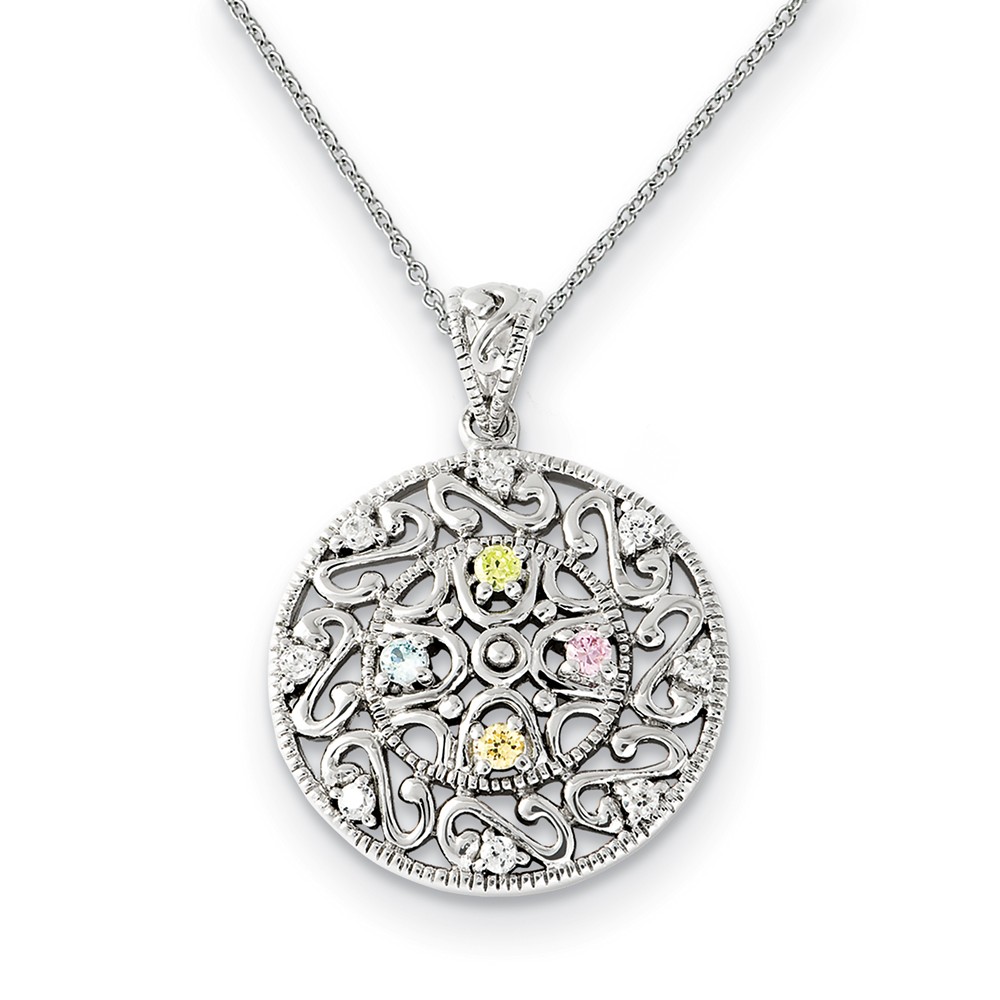 Rhodium Plated Sterling Silver &amp; CZ Bliss Necklace, 18 Inch