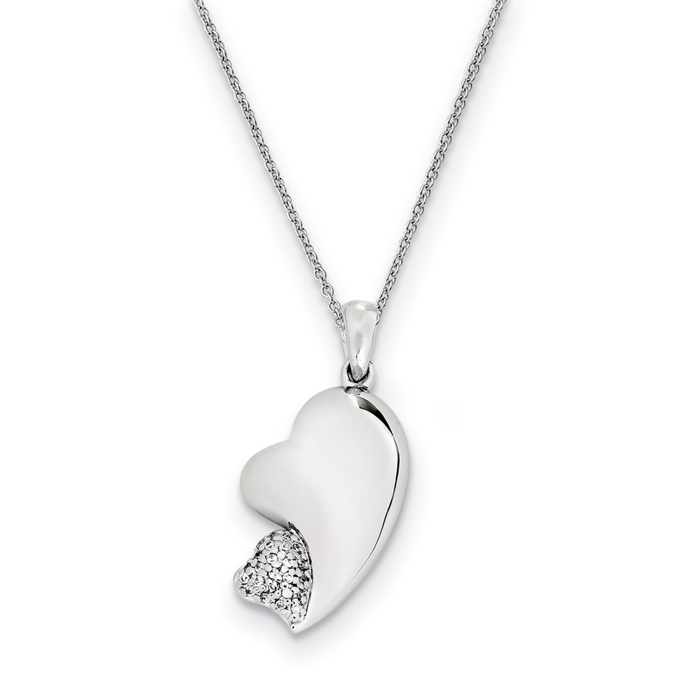 Rhodium Plated Sterling Silver & CZ My Beloved Friend Heart Necklace