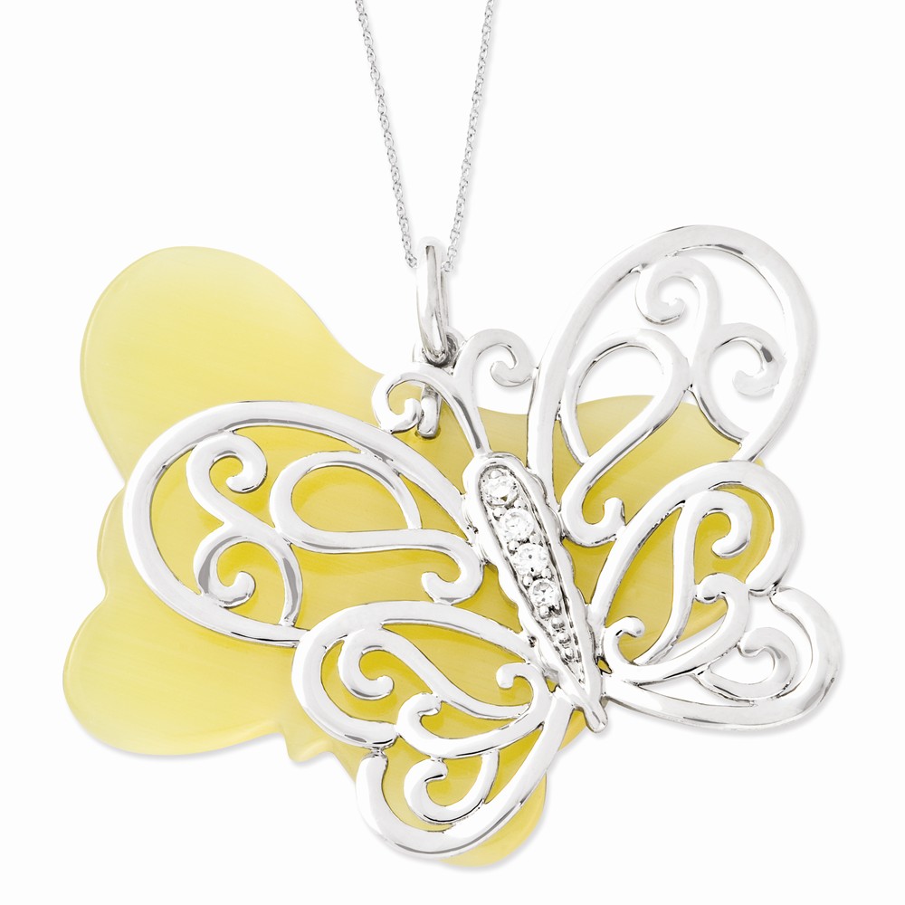 Believe You Can Sterling Silver Butterfly Necklace with Cubic Zirconia