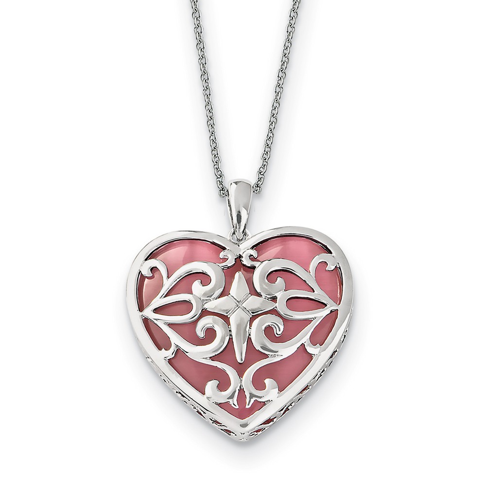 Rhodium Plated Sterling Silver Heart Acceptance Necklace