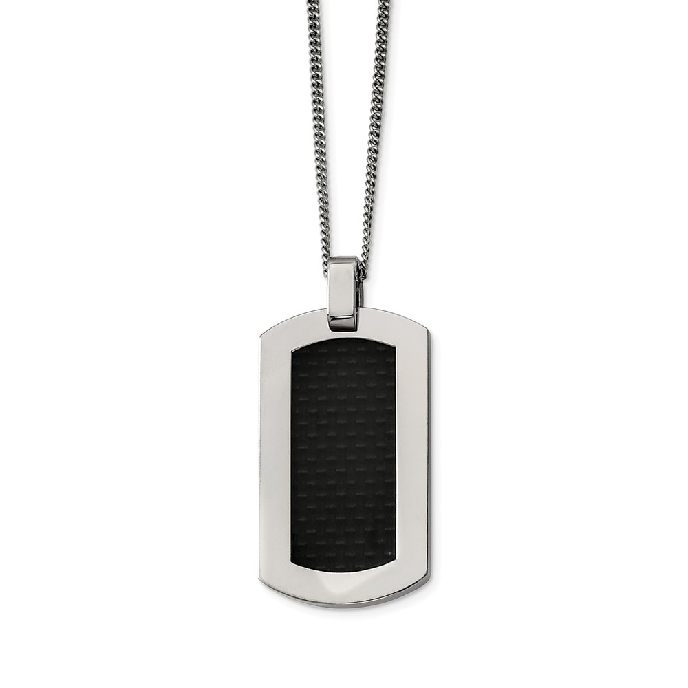 Titanium and Black Carbon Fiber Dog Tag Necklace