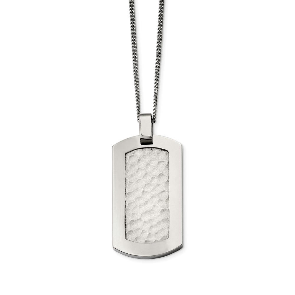 Titanium Hammered Dog Tag Necklace