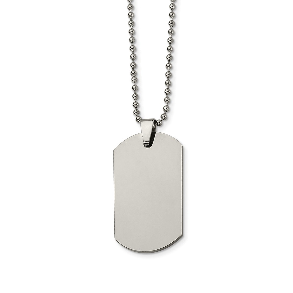 Tungsten Polished Dog Tag Necklace