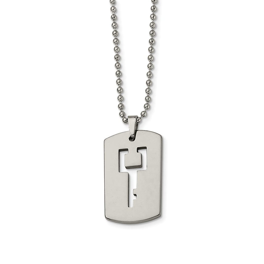 Tungsten Dog Tag with Key Cut-out Necklace