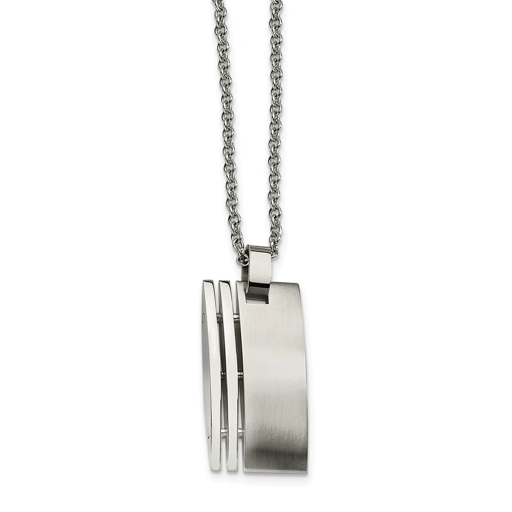 Men's Stainless Steel Brushed and Polished Pendant Necklace
