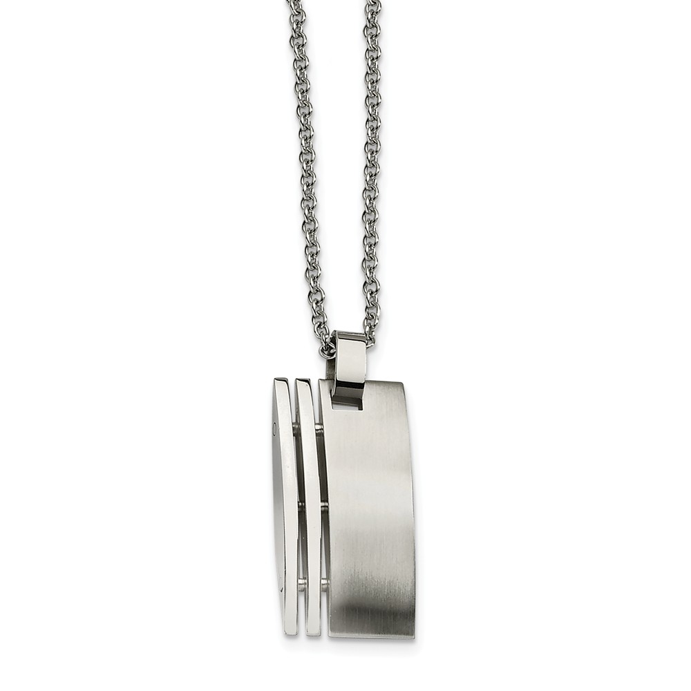 Men&#039;s Stainless Steel Brushed and Polished Pendant Necklace 22 Inch