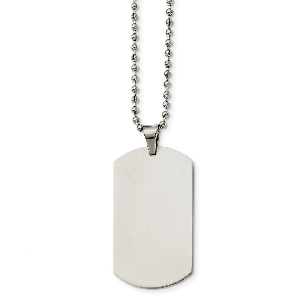 Stainless Steel Polished Engravable Dog Tag Necklace