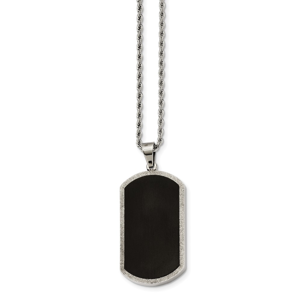 Stainless Steel Black-plated Laser Cut Dog Tag Necklace