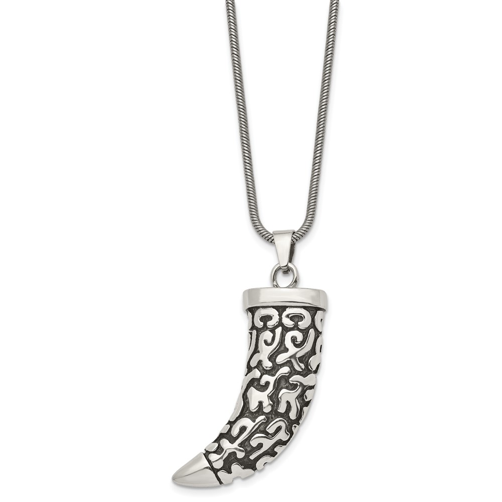 Stainless Steel Antiqued Fancy Claw Necklace
