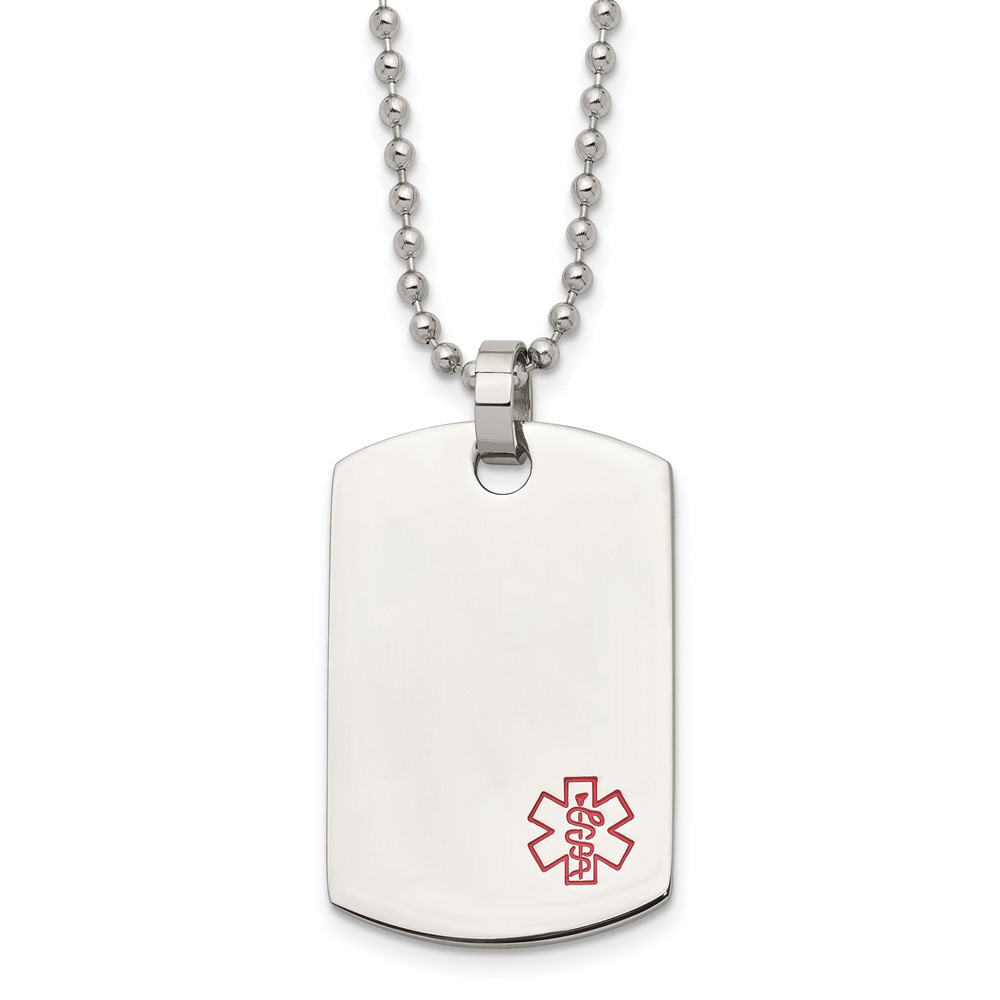 Stainless Steel Polished Medical Dog Tag Necklace