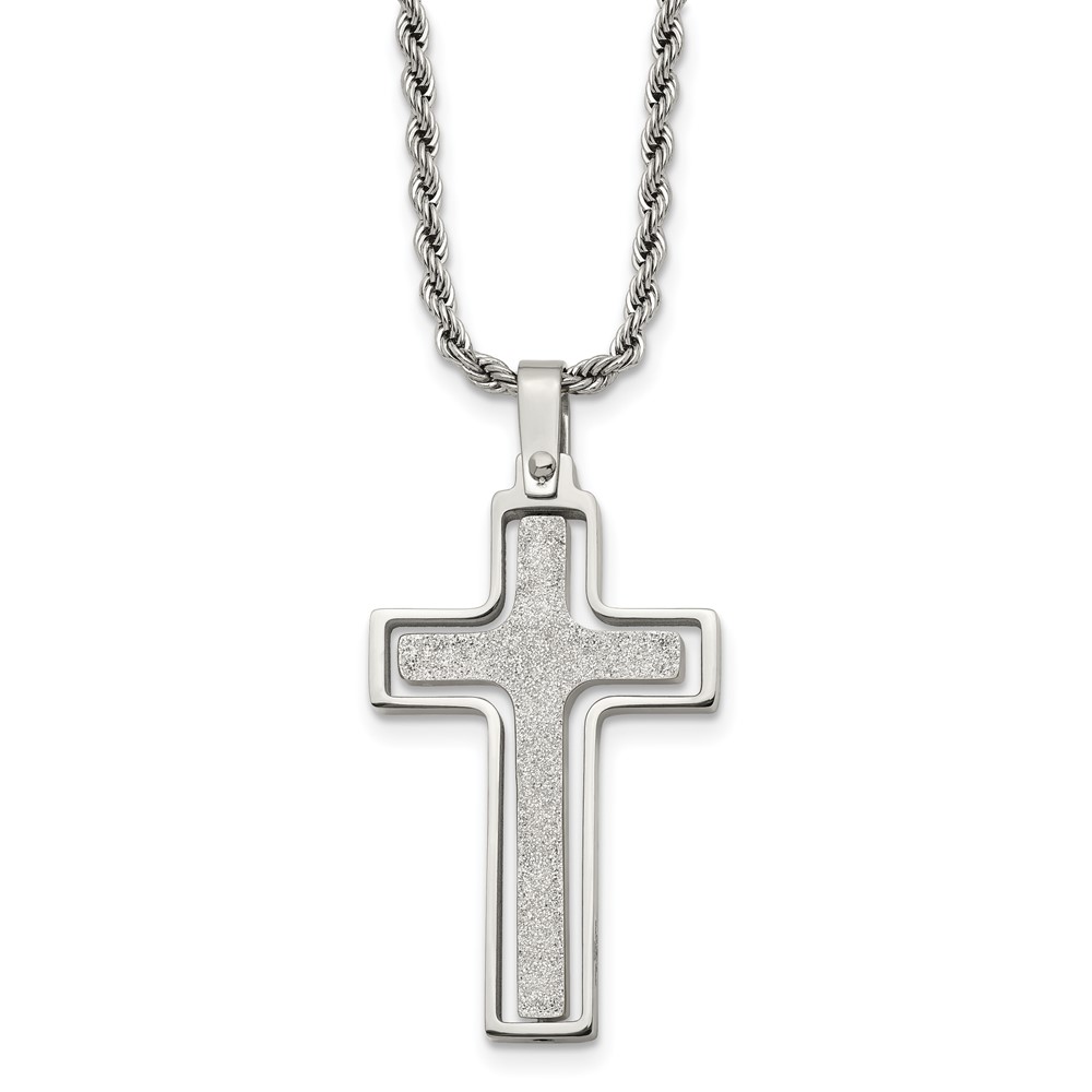 Stainless Steel 2 Piece Laser Cut Cross Necklace