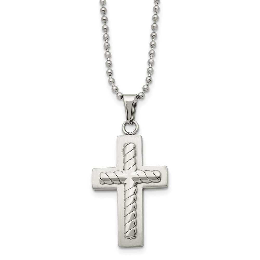 Stainless Steel Layered Cross Necklace - 24 Inch