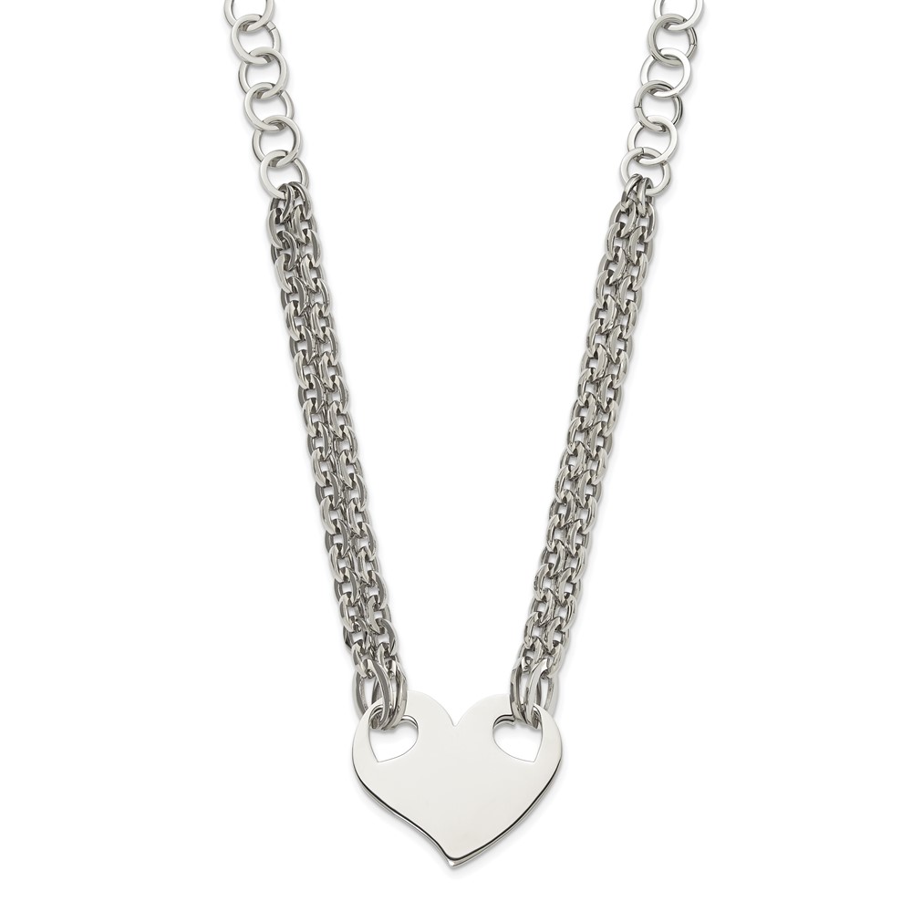 Stainless Steel Engravable Polished Heart Necklace