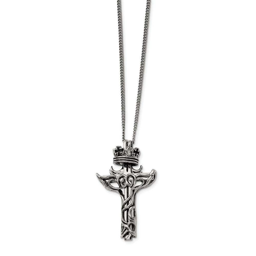 Stainless Steel 2 Piece Crown and Cross Necklace