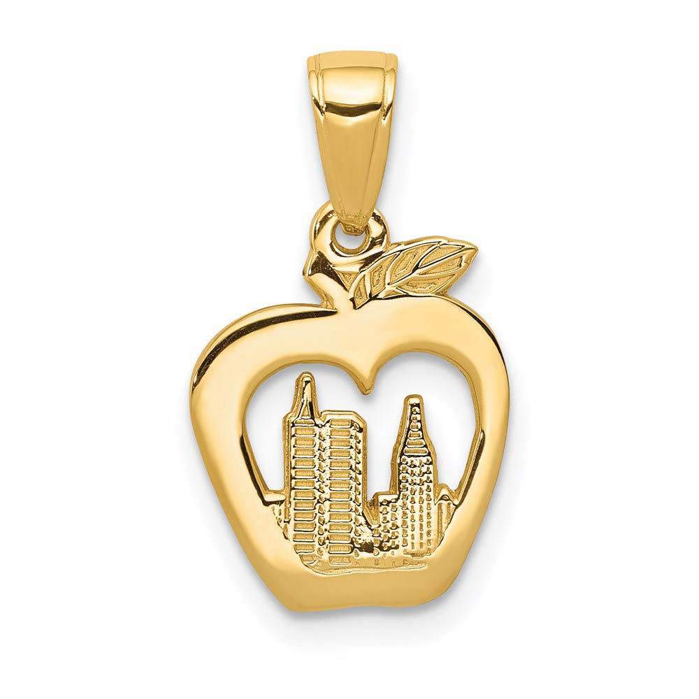 14k Yellow Gold New York Skyline in Apple Pendant