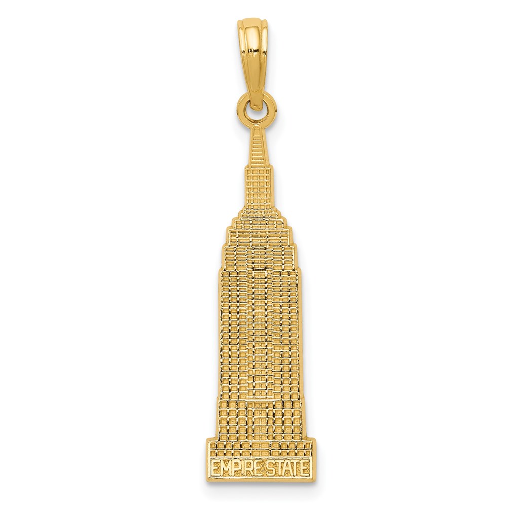 14k Yellow Gold Satin Empire State Building Pendant