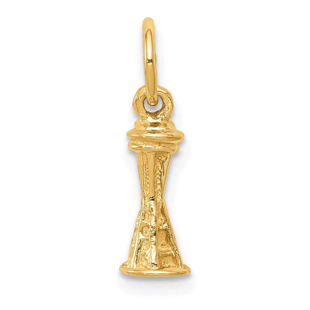 14k Yellow Gold Mini 3D Seattle Space Needle Charm