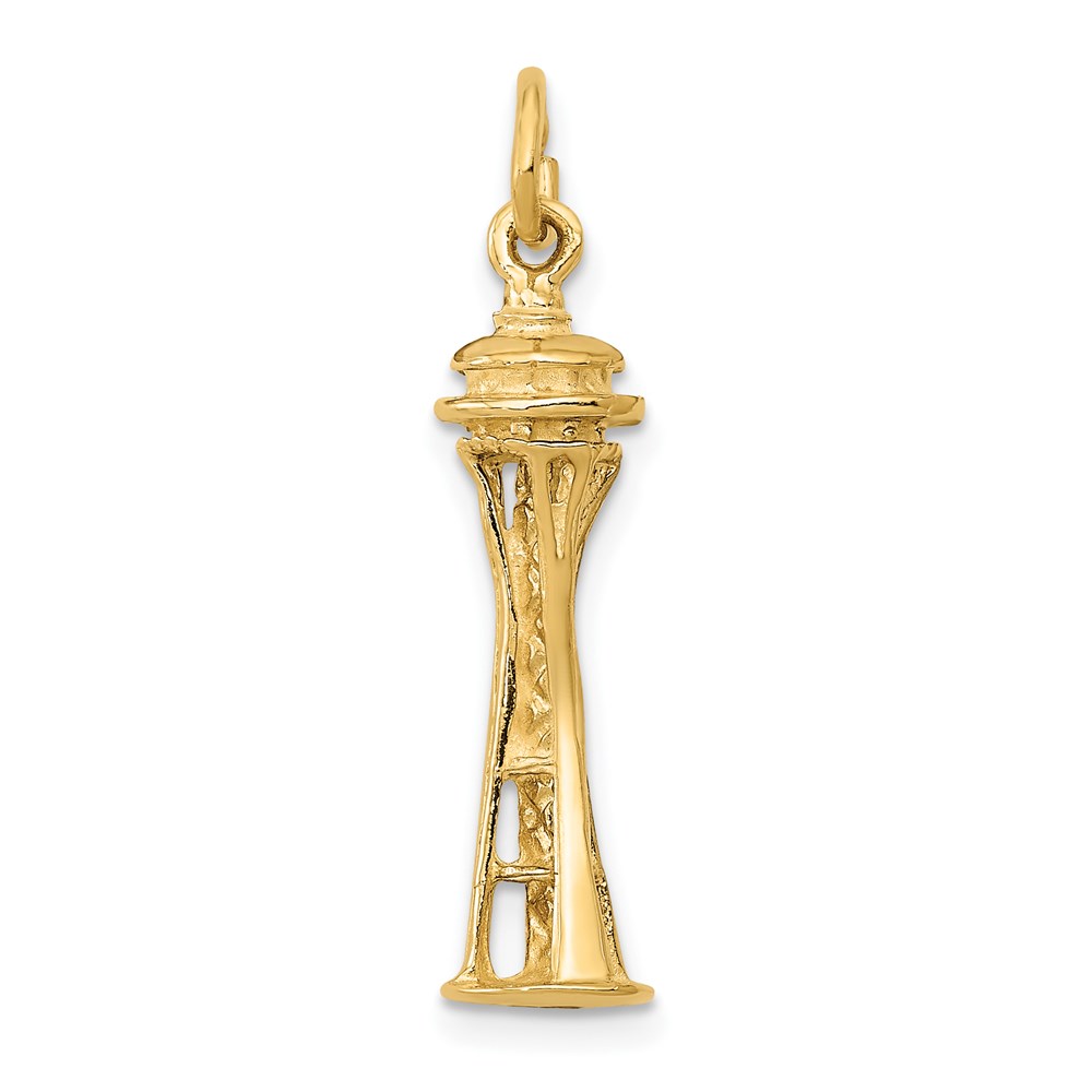 14k Yellow Gold 3D Seattle Space Needle Charm