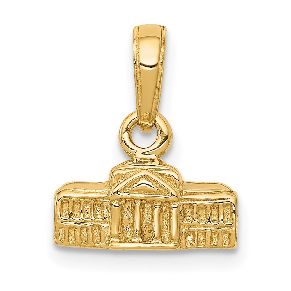 14k Yellow Gold 3D White House Pendant