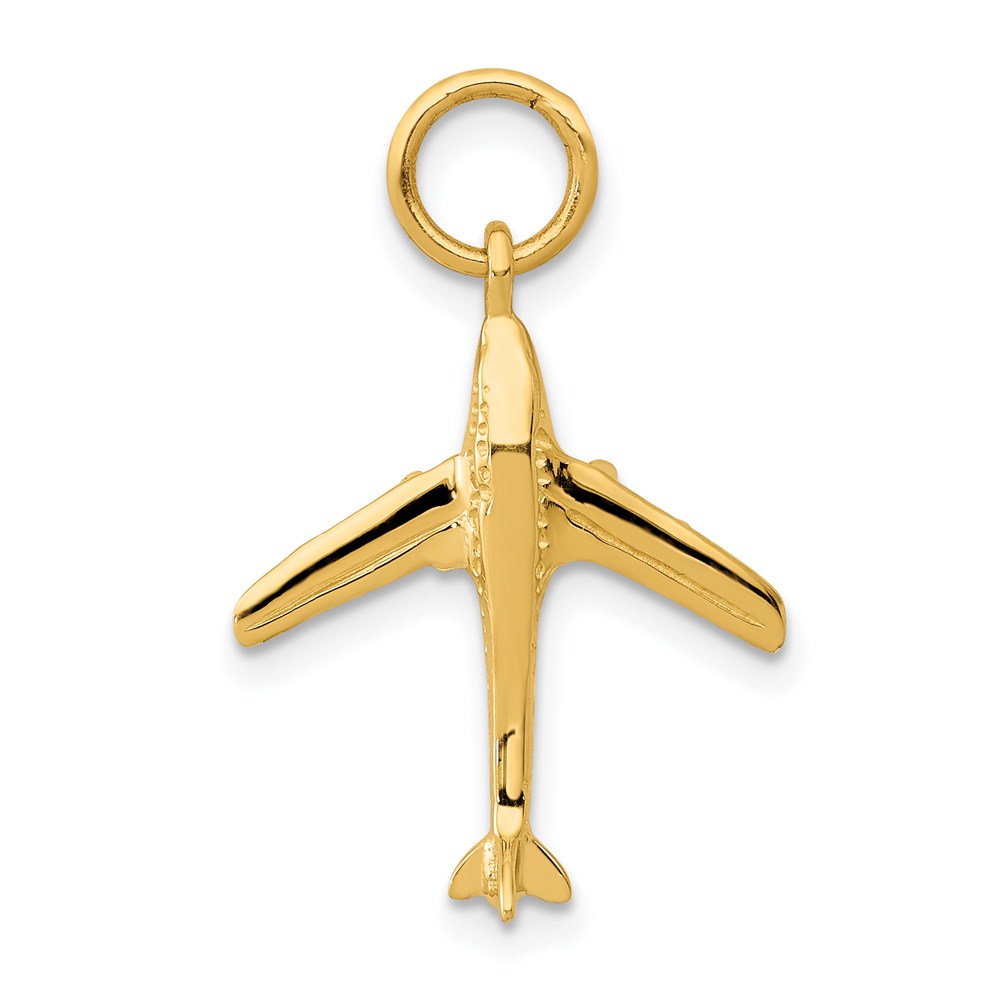 14k Yellow Gold 3D Jet Plane Charm