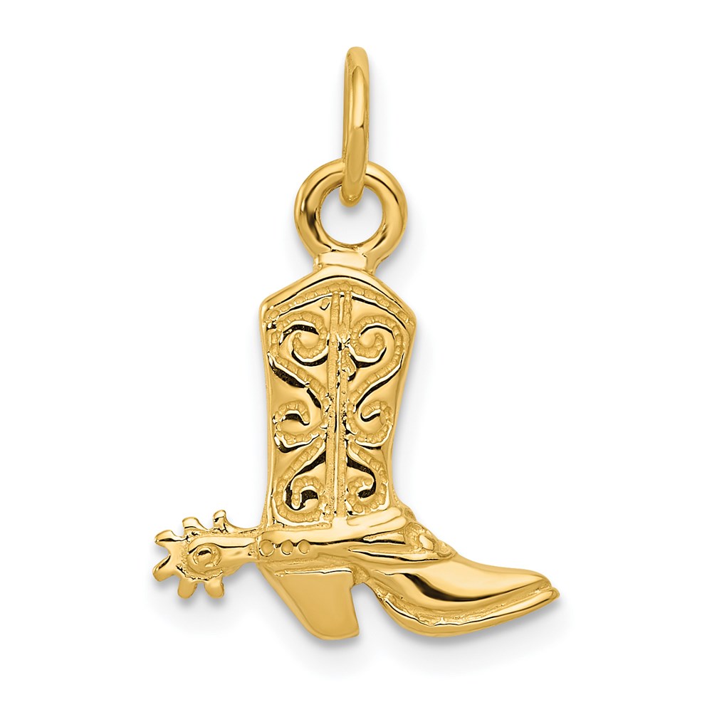 14k Yellow Gold 2D Cowboy Boot with Spur Charm