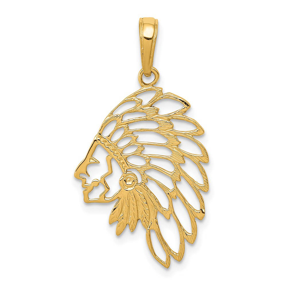 14k Yellow Gold Cut-Out Headdress Polished Pendant