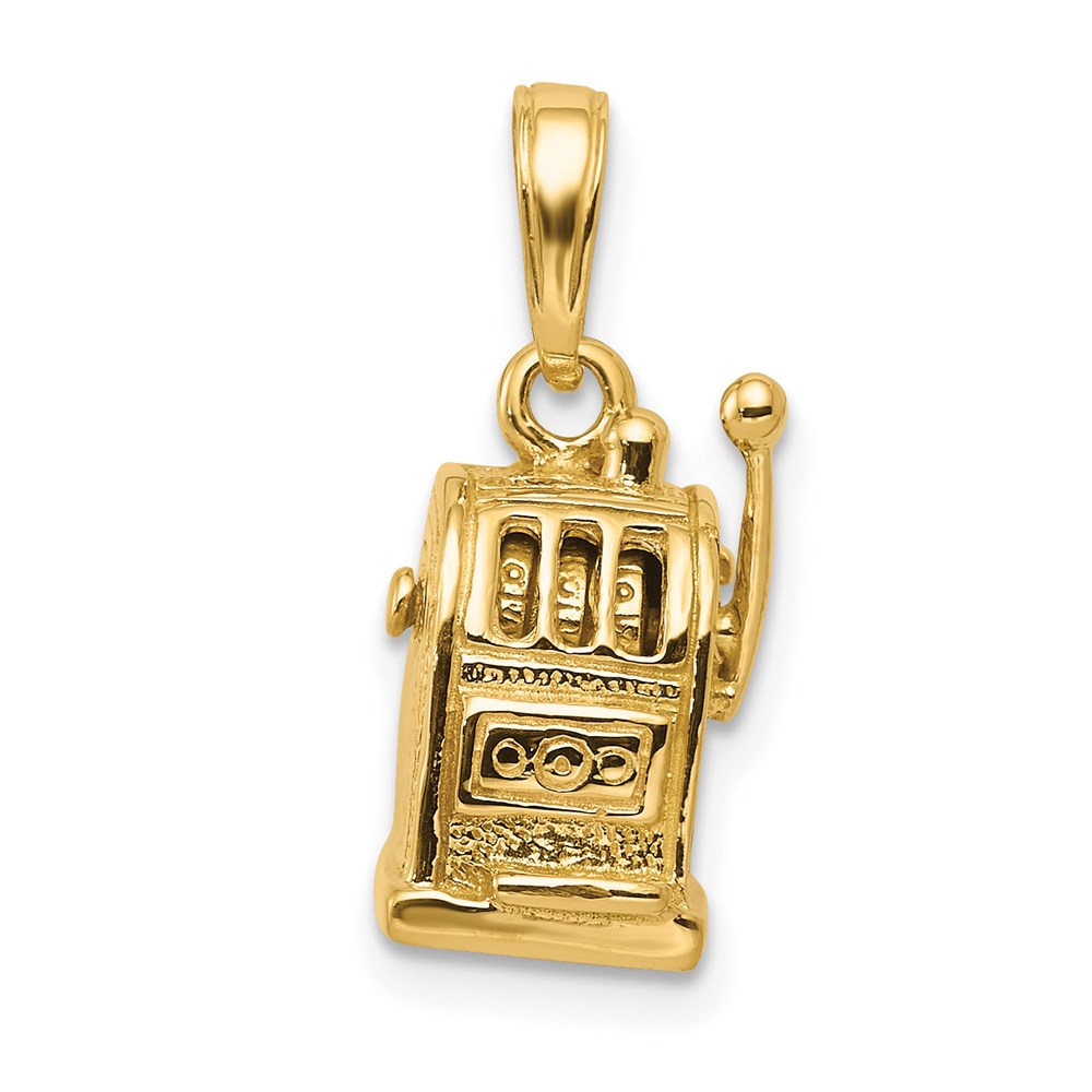 14k Yellow Gold 3D Moveable Slot Machine Pendant