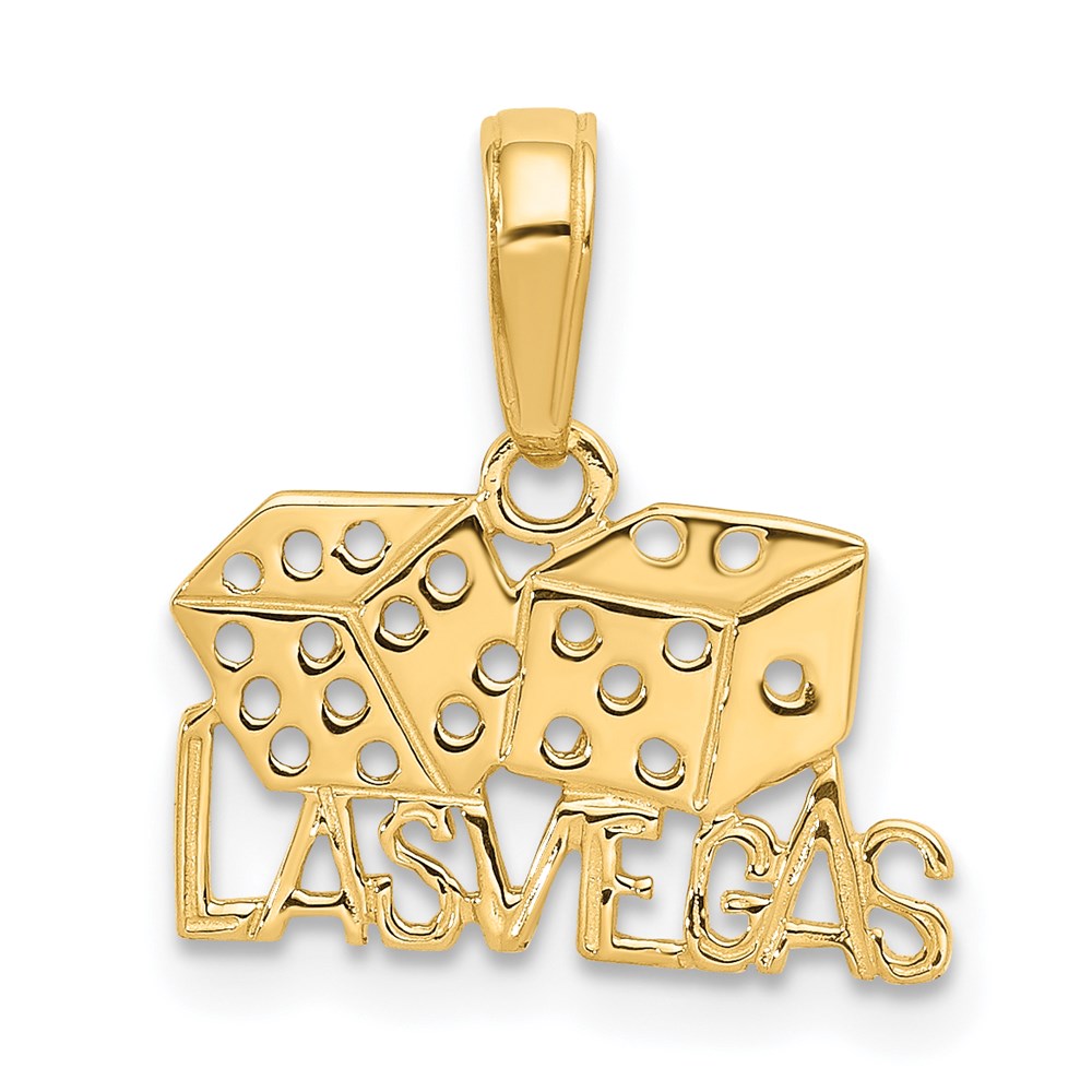 14k Yellow Gold Las Vegas Dice Pendant