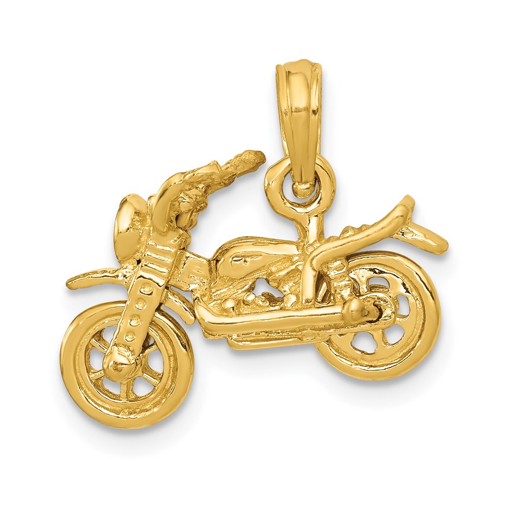 14k Yellow Gold 3D Moveable Motorcycle Pendant