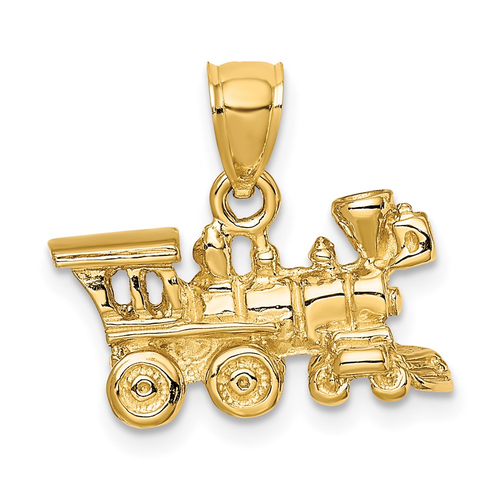 14k Yellow Gold 3D Locomotive Polished Pendant