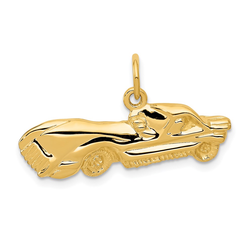 14k Yellow Gold Satin and Diamond Cut Sport Car Charm