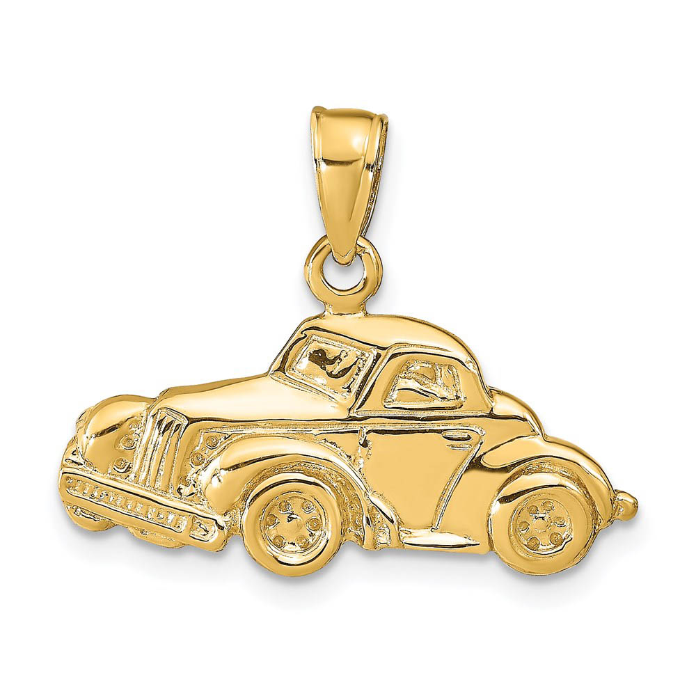 14k Yellow Gold Classic Antique Car Polished Pendant