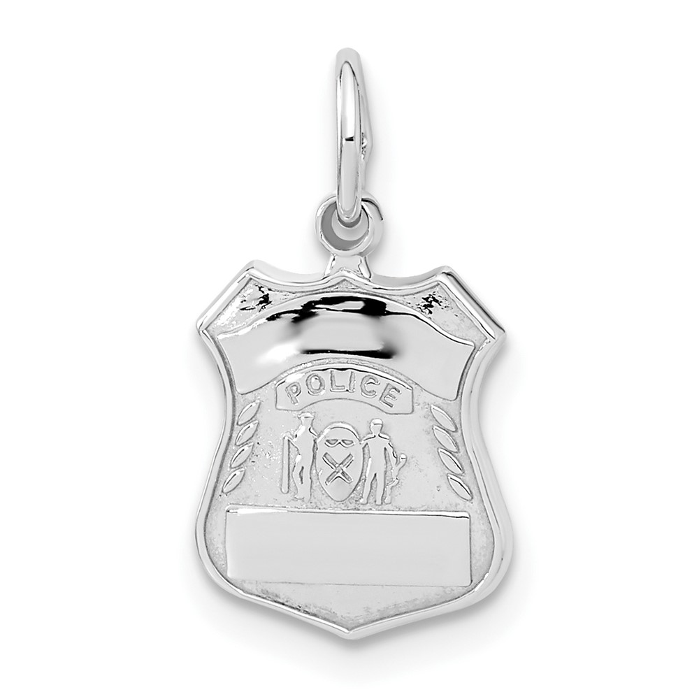 14k White Gold Police Badge Charm