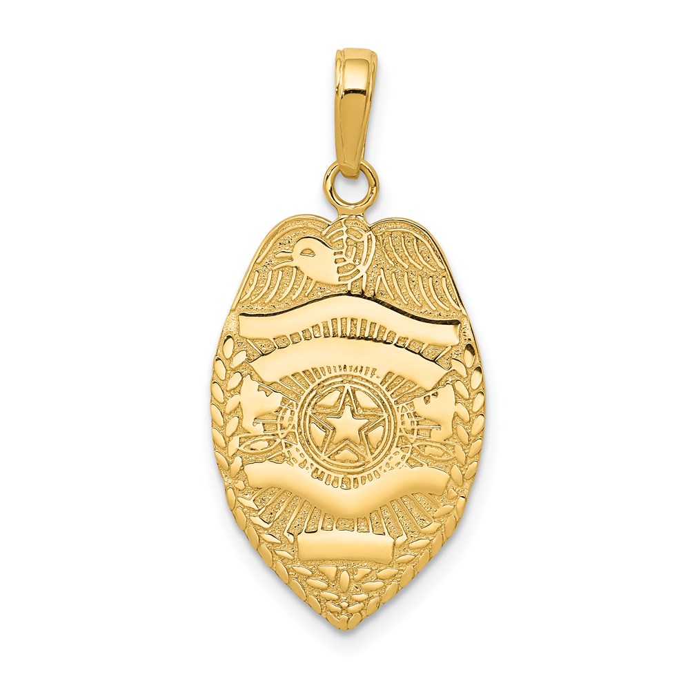 14k Yellow Gold Polished Badge Pendant