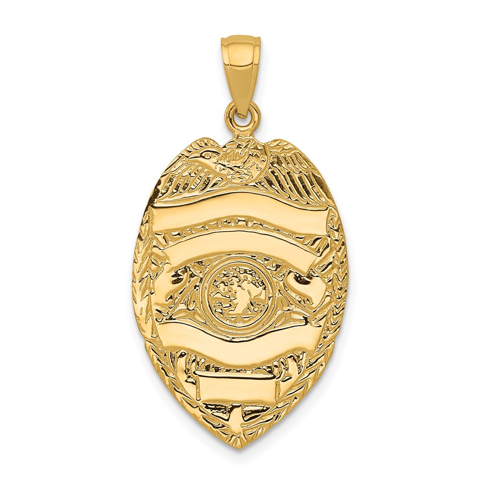 14k Yellow Gold Badge Pendant
