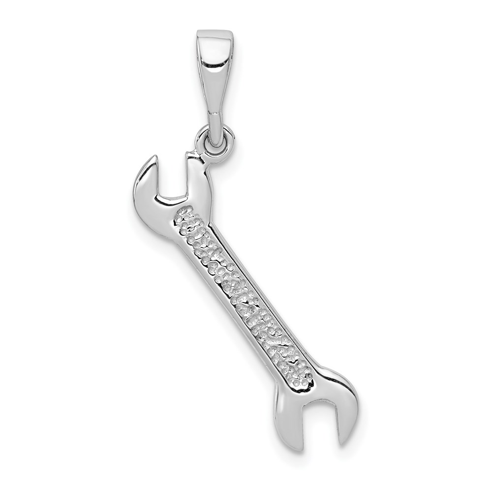 14k White Gold Wrench Pendant