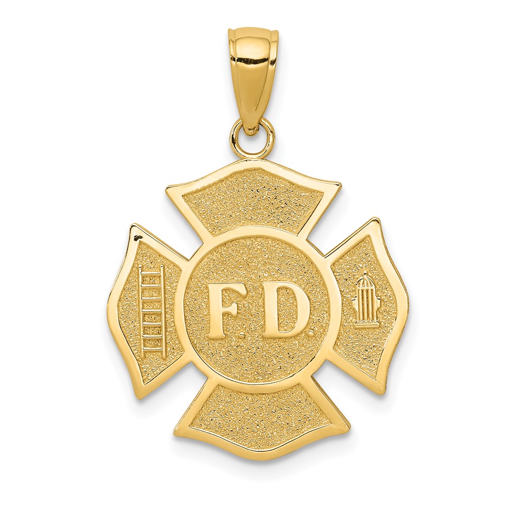 14k Yellow Gold Fire Department Medal Pendant